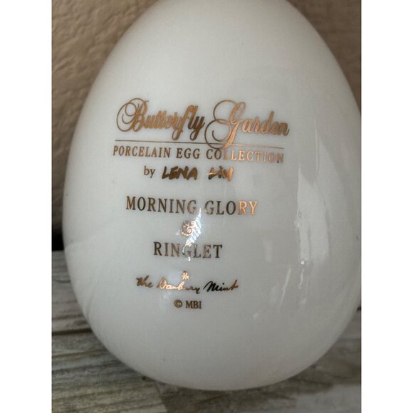 Lena Liu Danbury Mint Butterfly Garden Porcelain Egg Lot of 3 w/Stands 1990s - Picture 7 of 16